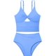 thumbnail image 1 of Traje de baño Doumlop Tankini para niñas, tallas 10-12, color azul bloque, 1 of 9