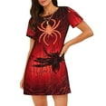 thumbnail image 1 of Easygdp Black Spider Web With Spiders Camisón de manga corta para mujer, informal, estampado, 1 of 6