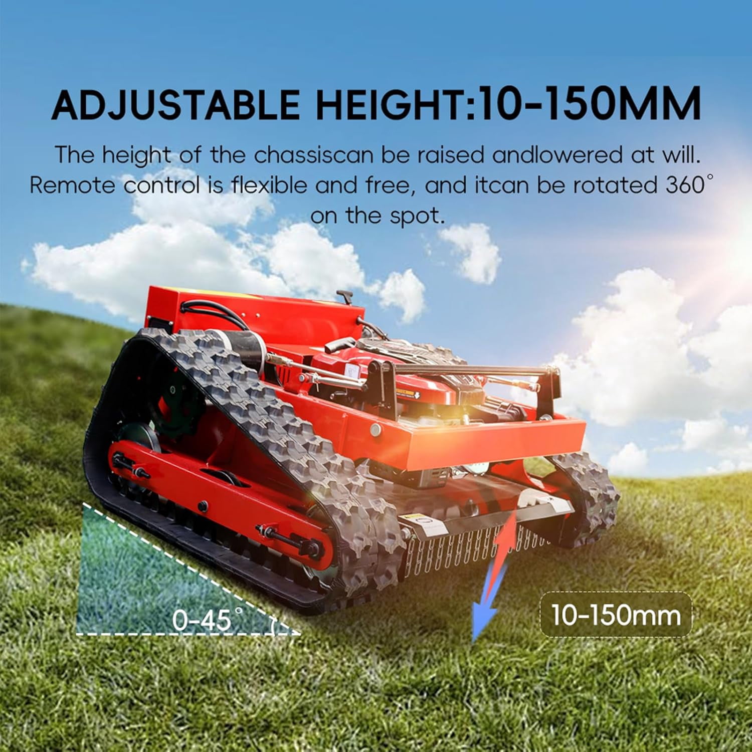 MMS Remote Control Robotic Lawn Mower 21.65In/550mm Automatic Track Lawn Mower for 45° Slope, Adjustable Cutting Height, All Terrain Robotic Grass Cutter Yard Mower USA Stock