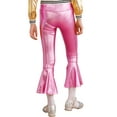 thumbnail image 4 of Zaldita Kids Girls Shiny Metallic Flare Pants Ruffle Hem Bell-bottom Pants for Jazz Hip Hop Modern Performance Dance wear Pink 16, 4 of 7