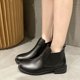 thumbnail image 5 of NECHOLOGY Botas Mujer Adulto Femenino Zapatos Botines mujer mujer cuero artificial Color sólido otoño suela gruesa tacones cuadrados Slip On Botines cortos zapatos de punta redonda (Black, 6.5), 5 of 7