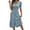 Sky Blue, variant on Women's Fashion Round Neck Short Sleeve Solid Color Button Dress
