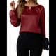 thumbnail image 1 of Camisa Informal de Satén de Larga para Mujer, Elegante Blusa de Trabajo, Atuendo Formal de Otoño para la Oficina Vino Tinto M, 1 of 10