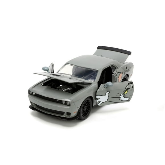 Jada Toys Tom and Jerry 1:24 2015 Dodge Challenger Hellcat Die-cast Car with 2.75" Jerry Figure – Toys for Kids and Adults
