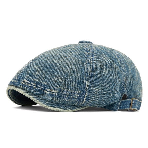 Men Women Denim Newsboy Octagonal Hat Golf Driving Duckbill Cabbie Adjustable Flat Cap