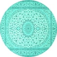 thumbnail image 1 of Ahgly Company Machine Washable Indoor Round Medallion Turquoise Blue Traditional Area Rugs, 6' Round, 1 of 4