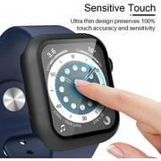 Apple Watch Case Series SE/ Series 6/5/4 for 40mm with Built-in Tempered Glass Screen Protector (All Watch Series), Guard Bumper Full coverage Cover for Apple Watch Case, Color Black