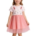 thumbnail image 2 of NAISIBABY Girls Mesh Dresses, Casual Summer Short Sleeve Cute Flowy Party Birthday Dresses Pink 3T, 2 of 9