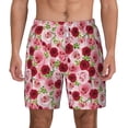 thumbnail image 3 of Uemuo Rose Flowers Pattern Mens Swim Trunks Quick Dry Board Shorts with Mesh Lining, Stretch Beach Shorts Quick Dry No-Chafing Board Shorts-Small, 3 of 9