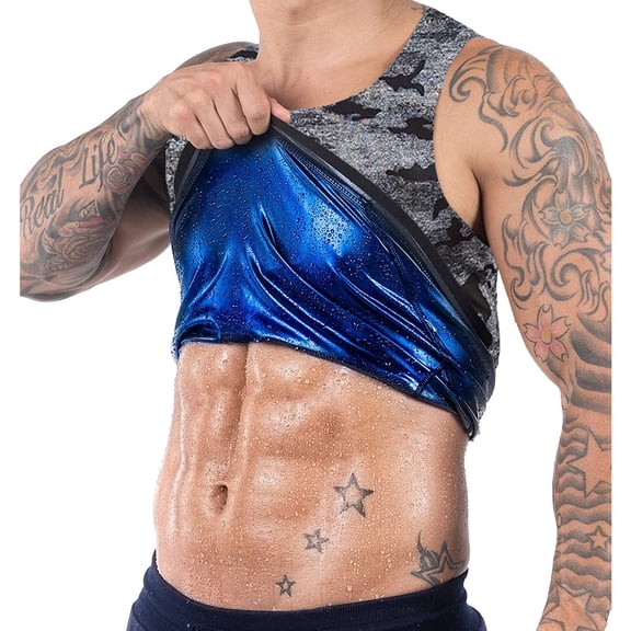 Lilvigor Men’s Premium Sweat Shaper Slimming Shapewear Workout Sauna Tank Top Vest Compression Heating Trapping Gymwear Camo