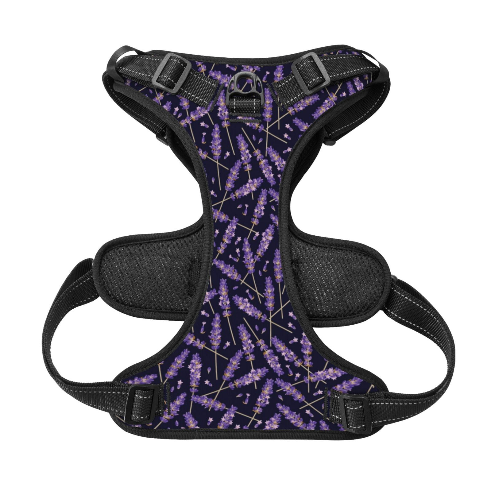 Kdxio Lavender Flowers Print No Pull Dog Harness Adjustable Reflective Oxford Easy Control Medium Large Dog Harness for Training and Everyday-Medium