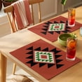 thumbnail image 4 of Red Black Green Boho Placemats Set of 8 Farmhouse Vintage Abstract Geometric Place Mats Indoor Wipeable Table Mats Washable Dining Table Placemats for Kitchen Holiday Party Home Decor 13x19 Inch, 4 of 9