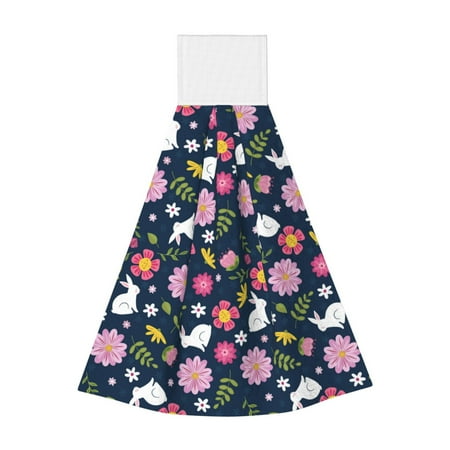 

Horeoi Floral Rabbit Print Coral Fleece Microfiber Hanging Hand Towel Absorbent Hand Towel Quick Dry Thicken Cleaning Cloths Wipes Rags for Kitchen & Bathroom