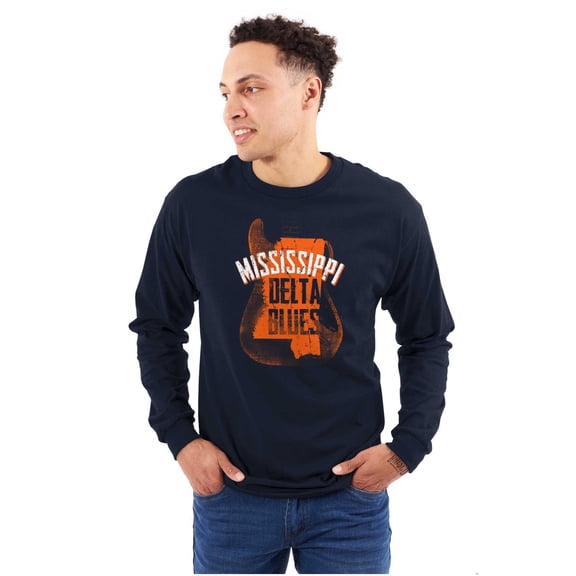 Mississippi Delta Blues Guitar Player Long Sleeve TShirt Men Women Brisco Brands S
