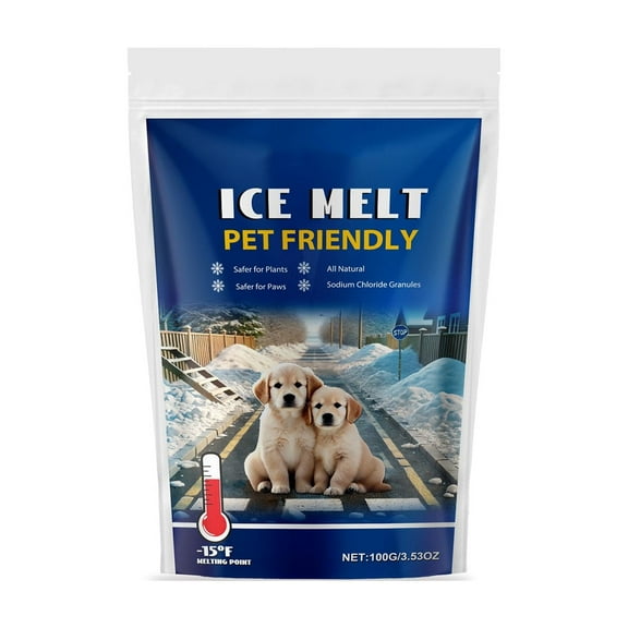 Pet Friendly Ice Melt - 1Pc Pet Safe Salt for Melting Ice and Snow on Driveways, Concrete-Safe Ice Melt Pellets, Fast-Acting Ice Melter for Home, Pet Areas & Public Spaces, 3.53oz, Blue
