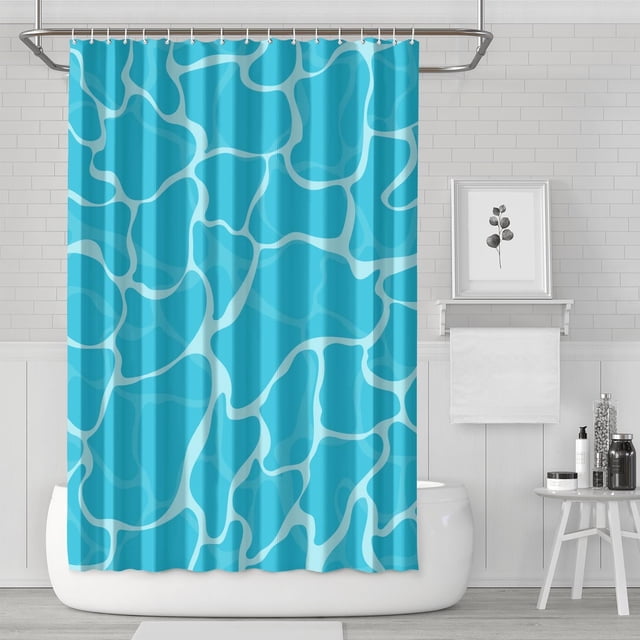Ensemble de Rideau de Douche avec Doublure à Boutons-Pression, Tissage Bleu Minimaliste Moderne (3) Rideaux de Douche Doublure de Douche Réutilisable, Doublure de Rideaux en Polyester à Motif, 72x72 Pouces