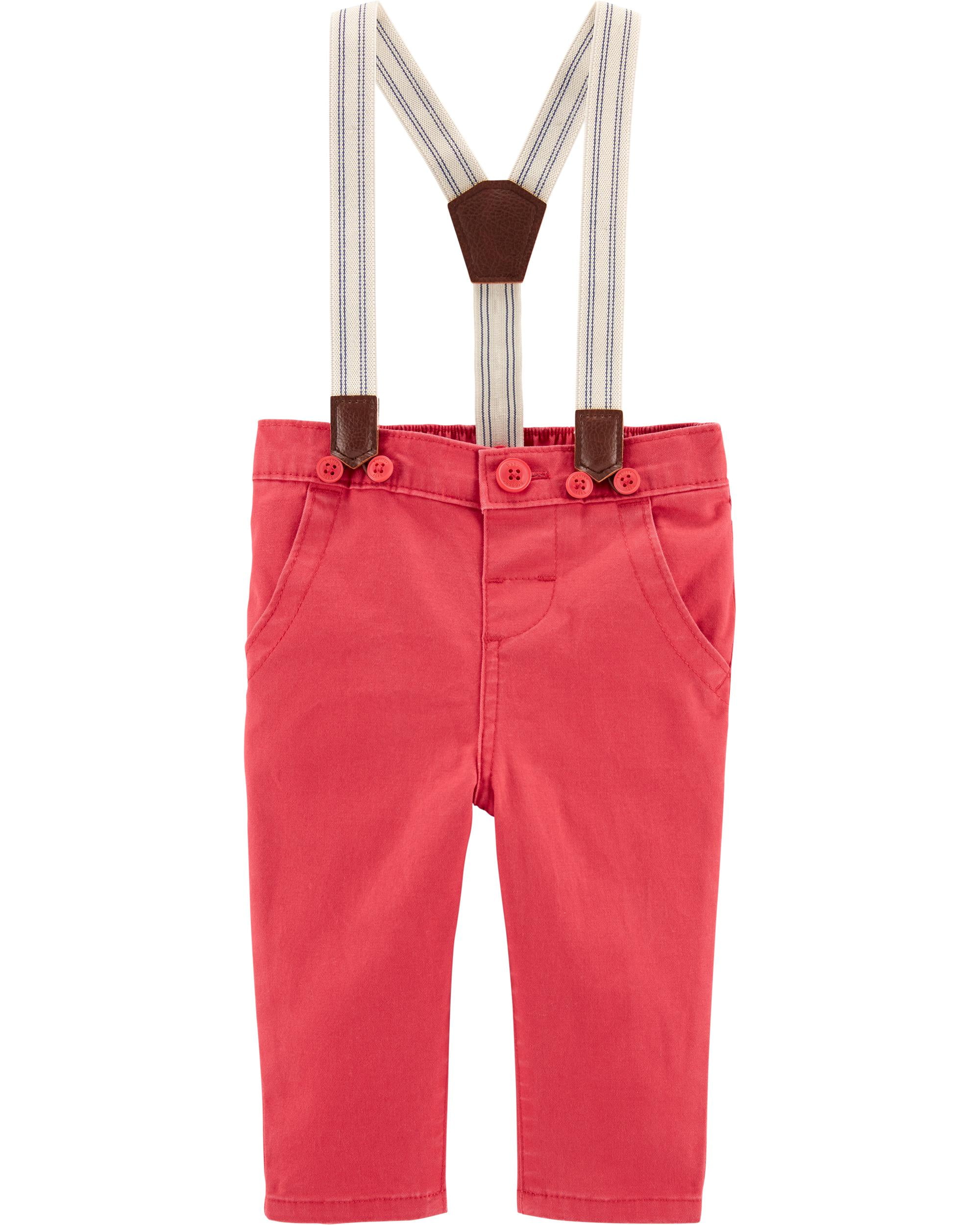 Oshkosh B'gosh Baby Boy Suspender Pants with Functional Pockets Size 6