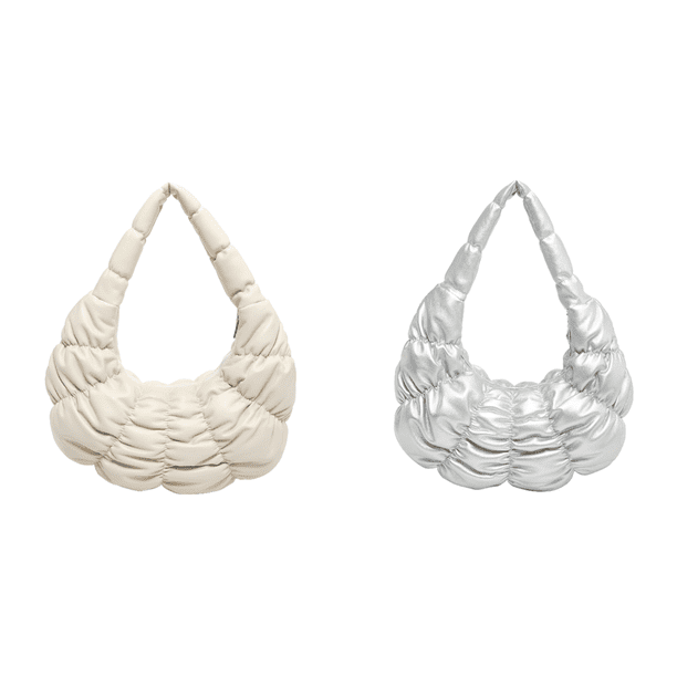 Bolso Mano Cloud para Mujer Plisado PU Axila Viajes Al Aire Libre (Beige)