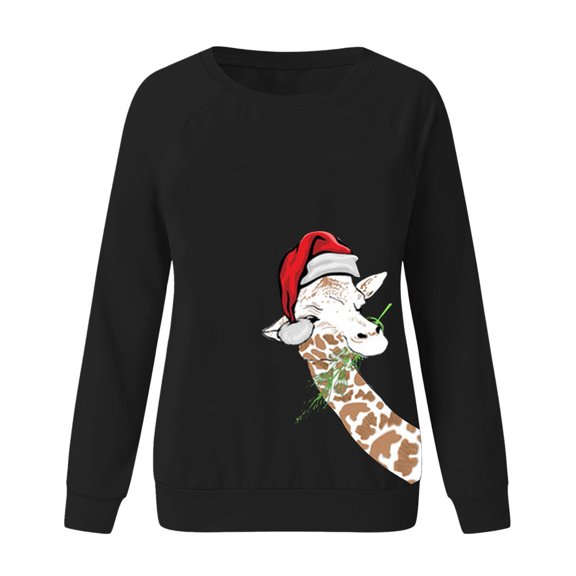 Fesfesfes Ugly Xmas Sweater Womens Casual Long Sleeve Tops Christmas Print Pullover Sweatshirt Blouse Top
