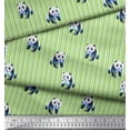 thumbnail image 3 of Soimoi Green Cotton Voile Fabric Panda & Stripe Print Sewing Fabric Yard 42 Inch Wide, 3 of 3