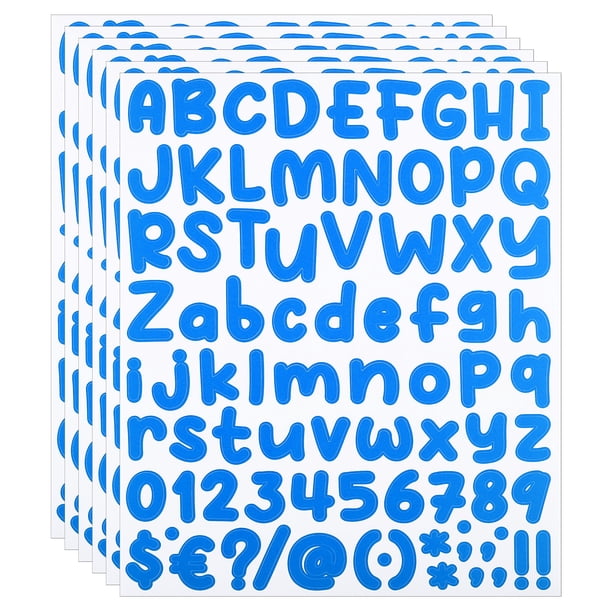 Uxcell Letras y Números de Alfabeto Stickers, 6 Hojas de Calcomanías Autoadhesivas, Azul Claro
