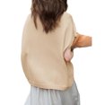 thumbnail image 3 of Women Short Sleeve Knitted Button Up V Neck Casual Sweater Top, 3 of 4