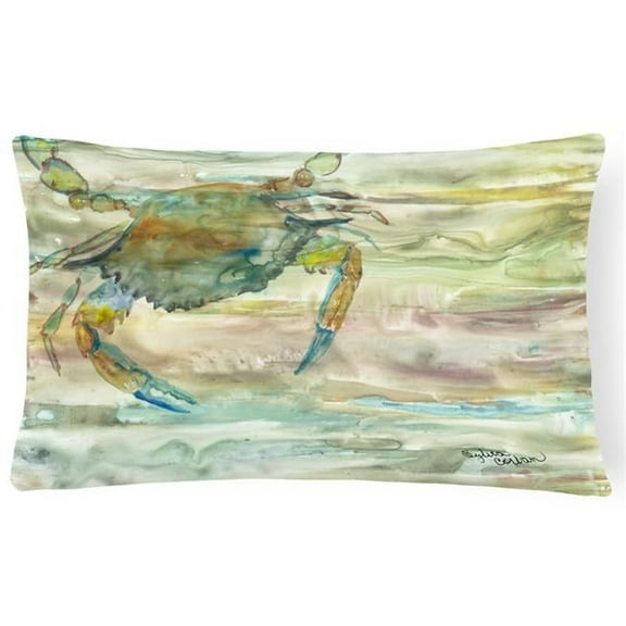 Blue Crab Sunset Canvas Fabric Decorative Pillow