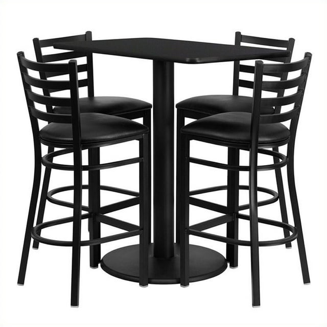 Bowery Hill 5 Piece Rectangular Laminate Table Set in Black