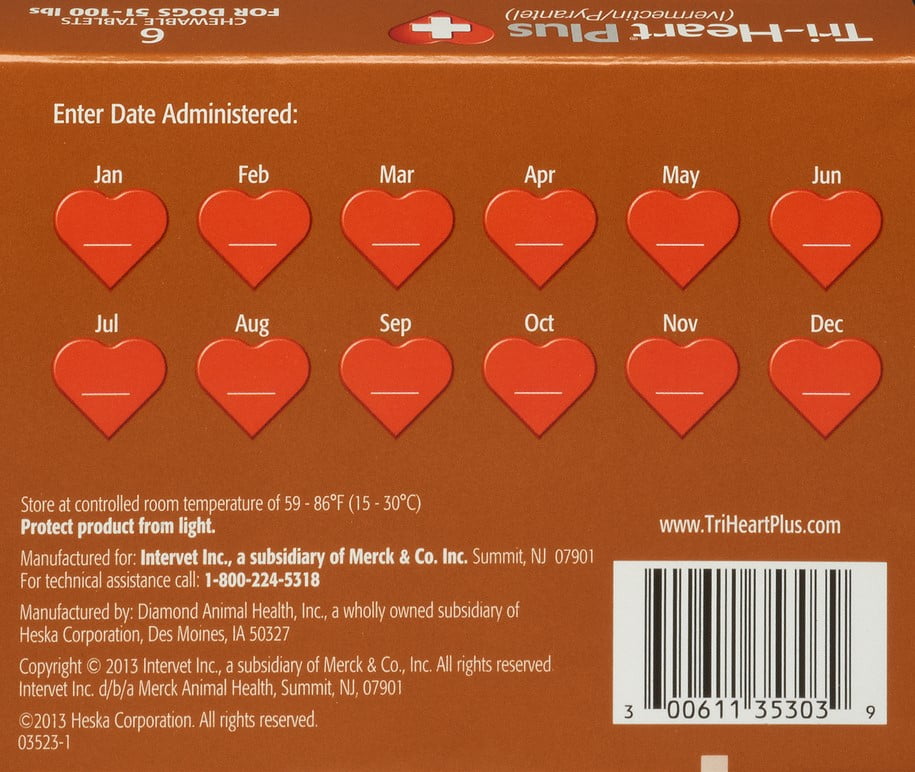 Tri-Heart Plus Chewable Tablets for Dogs, 51-100 lbs, (Brown Box)