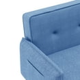 thumbnail image 7 of Convertible Futon Sofa Bed, 75 Inch Linen Tufted Upholstered Accent Sofa with Adjustable Backrest and Wood Legs, Modern Variable Sofa Bed with Armrest, Folding Sofa Bed, for Compact Space, Blue, 7 of 7