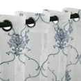 thumbnail image 2 of Embroidered Elegant Scroll Sheer Grommet Curtain Panel Set by Blue Nile Mills, 52" x 84", Blue, 2 of 4
