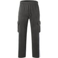 thumbnail image 3 of Plebaso Mens Cargo Sweatpants Open Bottom Wide Leg Pants Elastic Waist Drawstring Trousers Activewear, 3 of 5