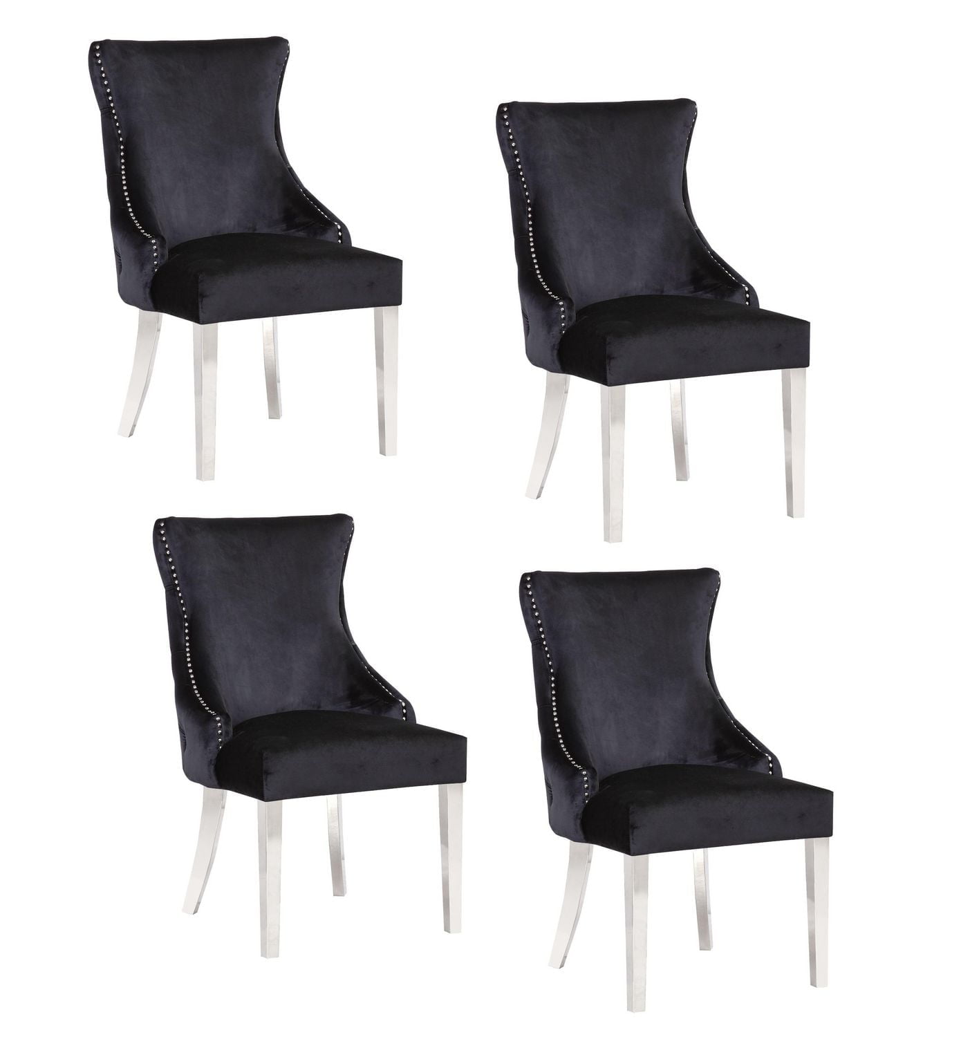 Plata Import Stonefort Chair in Black Set of 4 for Dining Area