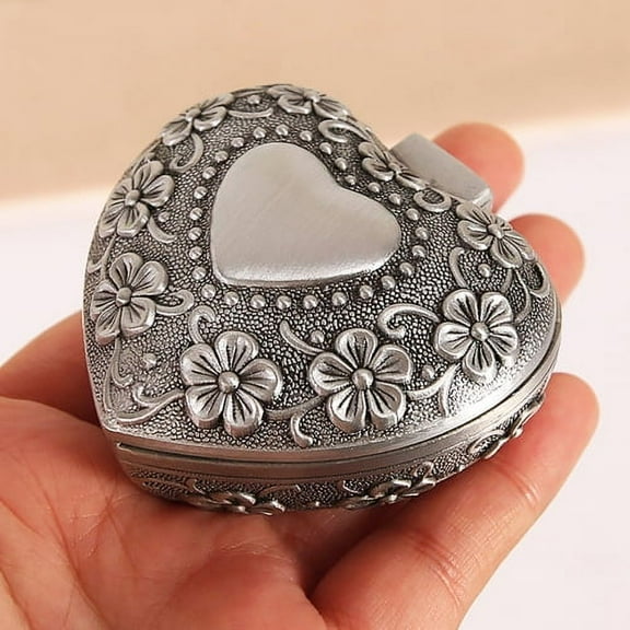 Cheers US Vintage Heart Shape Jewelry Box - Small Antique Ring/Earrings/Necklace Storage Organizer Case
