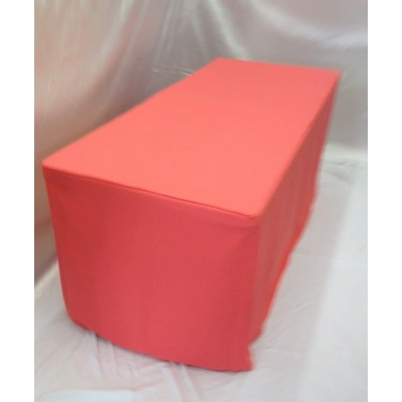 6' ft. Fitted Polyester Tablecloth Trade show Table Cover Coral Pink / Orange"