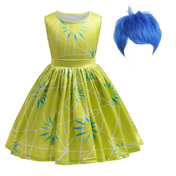 Niñas Joy Disfraz Película Niños Halloween Cosplay Fiesta sin Mangas Vestido Amarillo
