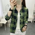 thumbnail image 6 of Pink Season Women Shirt Long Sleeve All Match Single-breasted Casual Soft Dressing Up Polyester Plaid Print Women Shirt Top Female Clothing, 6 of 8