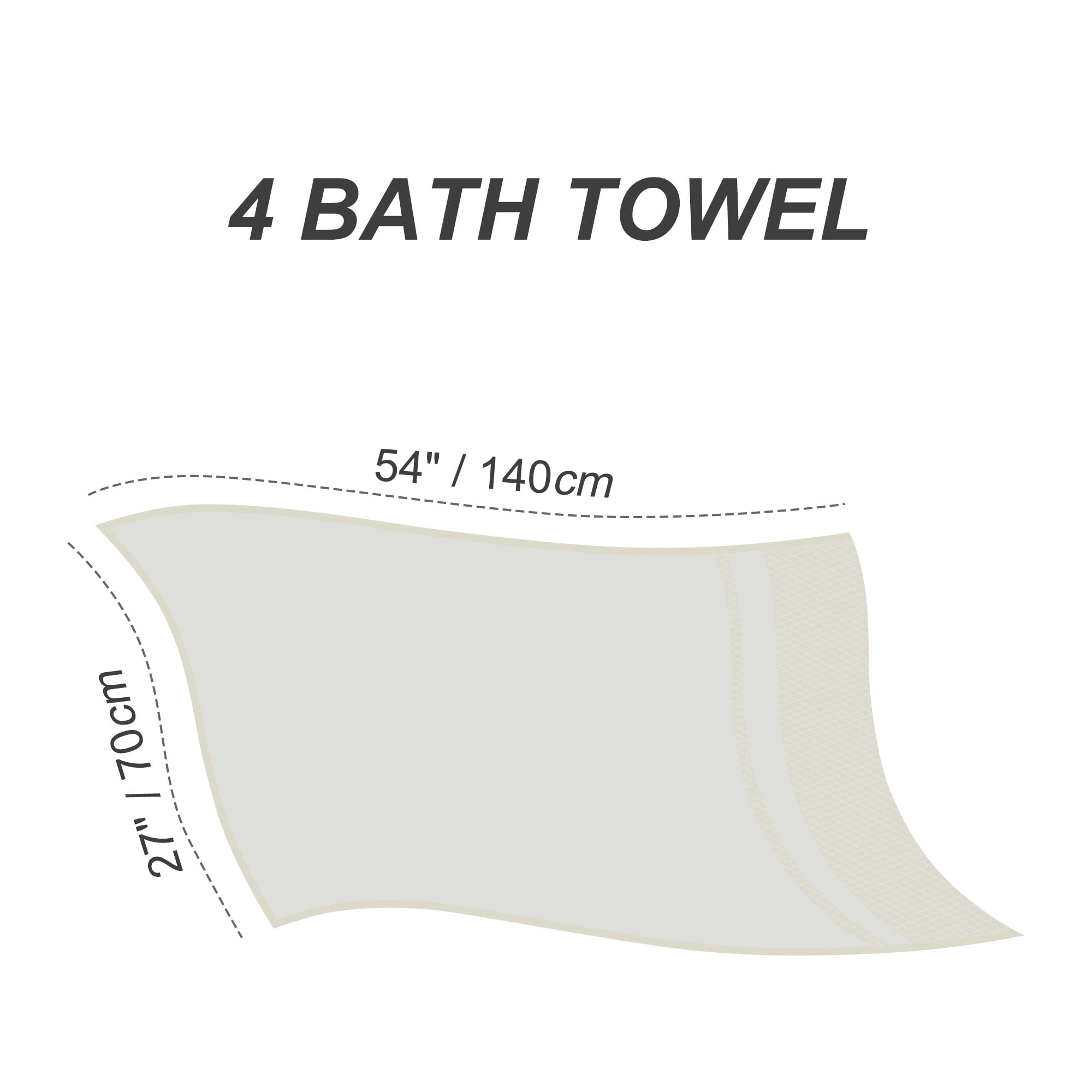 Unique Bargains Bath Towel Set 27" x 54" Soft 100% Combed Cotton 600 GSM Luxury Towels 4 Beige