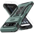 thumbnail image 1 of KOMI Case for Google Pixel 8 Pro with Slide Camera Cover+Screen Protector (1 Pack), Rotated Ring Kickstand Military Grade Shockproof Heavy Duty Protective Cover Green, 1 of 5