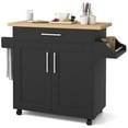 thumbnail image 1 of Giantex Kitchen Island Cart with Storage Cabinet on Wheels, Spice Rack Towel Rack & Drawer, Black, 1 of 9