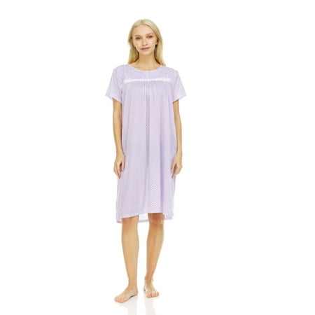 

824 Womens Nightgown Sleepwear Pajamas - Woman Short Sleeve Sleep Dress Nightshirt Purple 1X