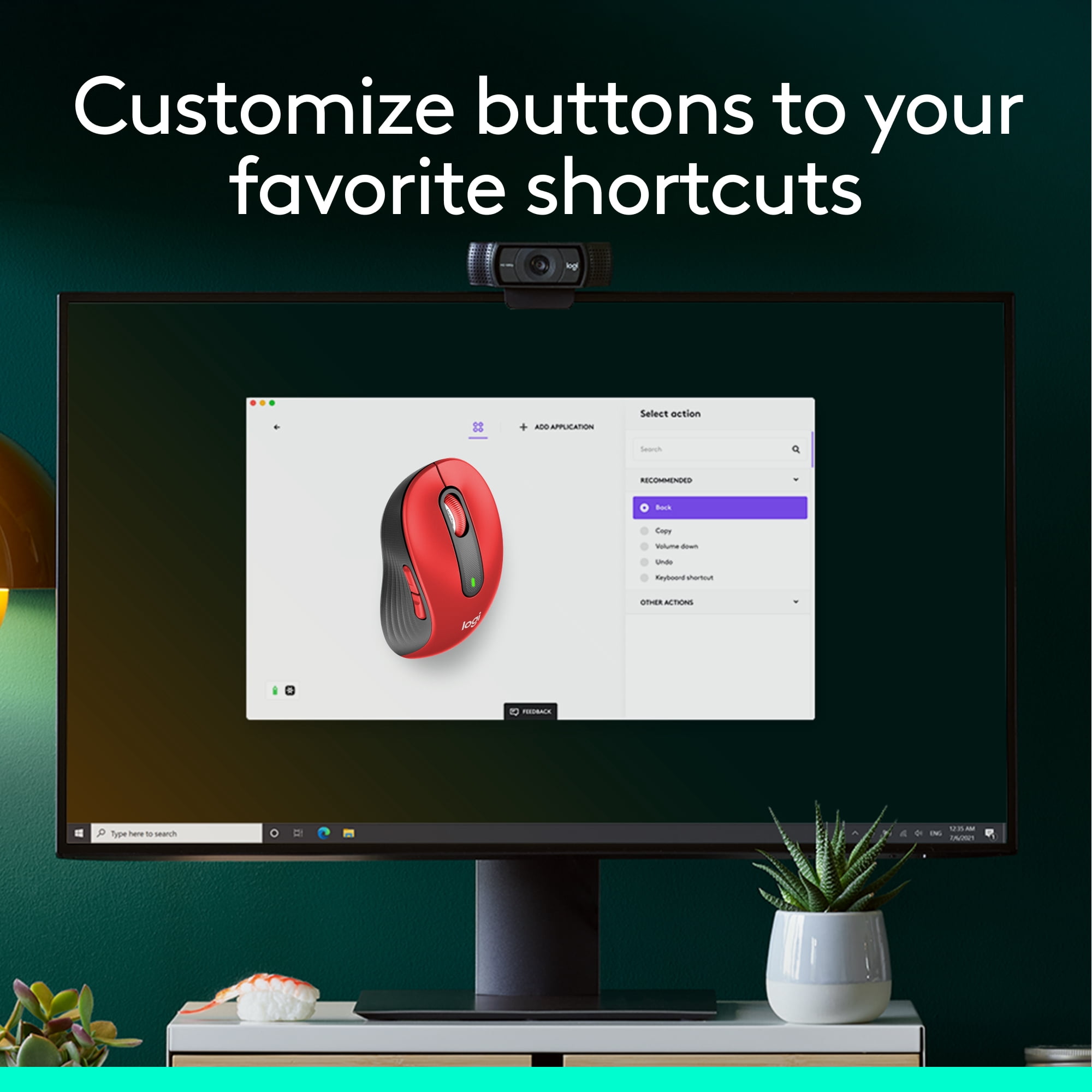Logitech Signature M650 L Full Size Wireless Mouse - For Large Sized Hands, 2-Year Battery, Silent Clicks, Customizable Side Buttons, Bluetooth, Red