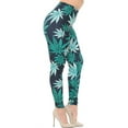 thumbnail image 4 of Creamy Soft Leggings Premium Women's Black Weed Extra Plus, High Rise, Stretchy, Comfortable, 3X-5X Leggings - by USA Fashion™, 4 of 7