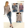thumbnail image 7 of AXSAY Womens portability Casual Blouse Loose Long Sleeve Twist Knot T Shirts Round neck Knit Tops (M, Mauve Red), 7 of 7