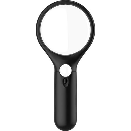 Black Magnifying Glass w/ 3 LED Lights Handheld Magnifier [3x 10x 45x] Best for Reading Maps - Best For Jeweler Watch