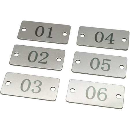 StayMax Stainless Steel Rectangle Numbered Tags with Two Holes (1-10 ...