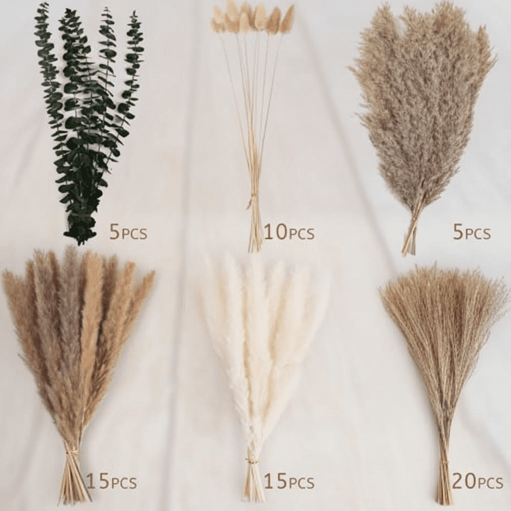 Dried Flower Bouquet with Bunny Tail Grass, Pampas Grass, and Eucalyptus - Boho Centerpiece for Tables and Floors, Fall Grass Arrangement and Stylish Olive Green Wall Decor