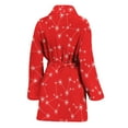 thumbnail image 2 of Red And White Snowflake Pattern Women Bathrobe One Size Univeral Fits, Snow Winter Vibe Fashion Lightweight Plush Fleece Long Robe For Women, 2 of 3