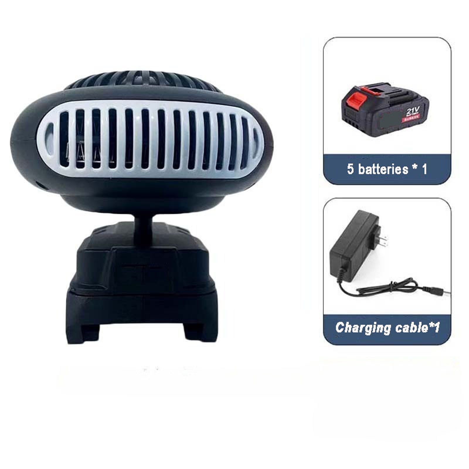 black Lithium Battery Heater With 5 Batteries And Charging Cable Portable Hand Warmer Fan For Outdoor Winter Use Black Color