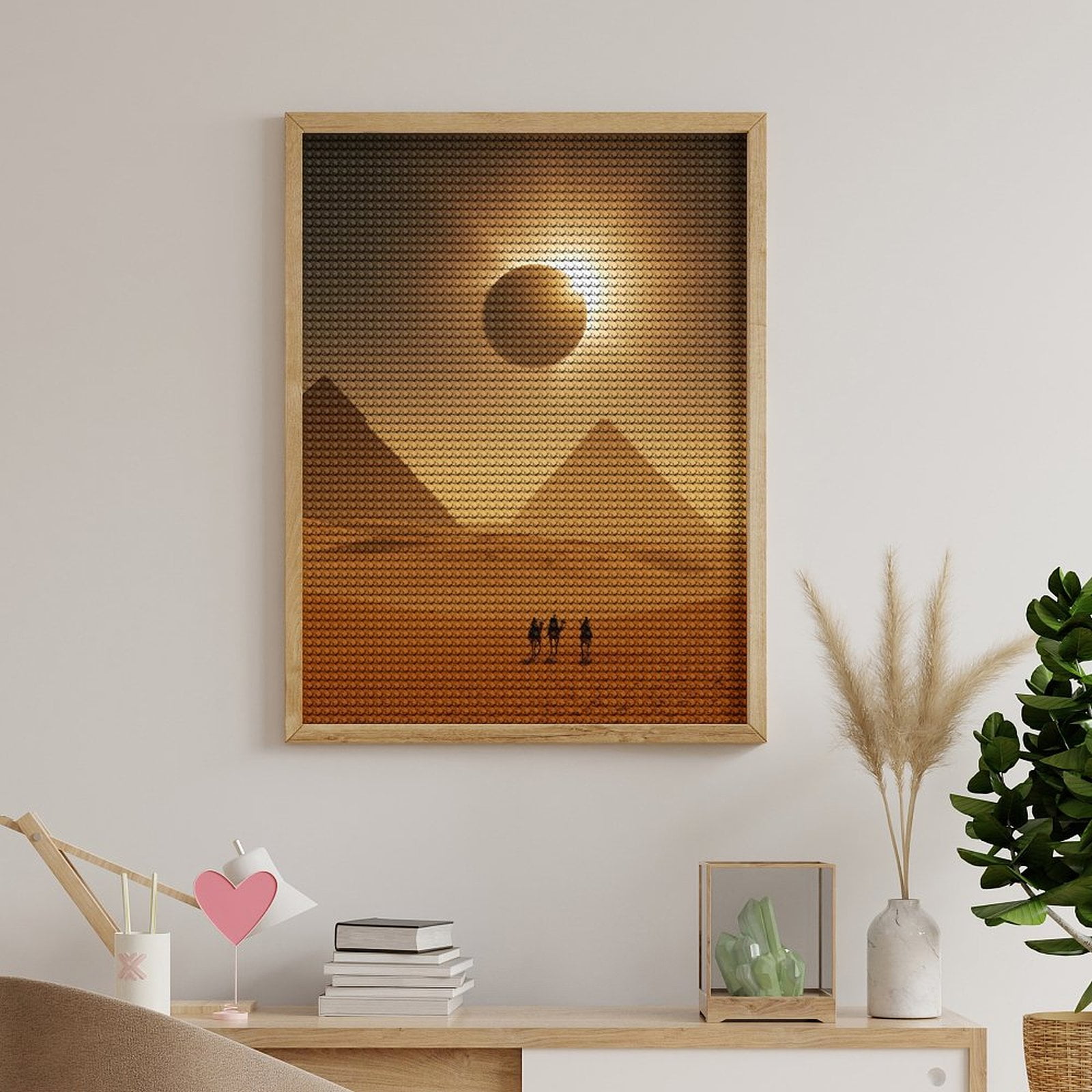 Diamond Art Kits for Adults, Desert Eclipse Pyramids Camels Silhouette 5D Diamond Painting Kits for Adults Beginners, DIY Full Drill Diamond Painting, Gem Art and Crafts 12x16